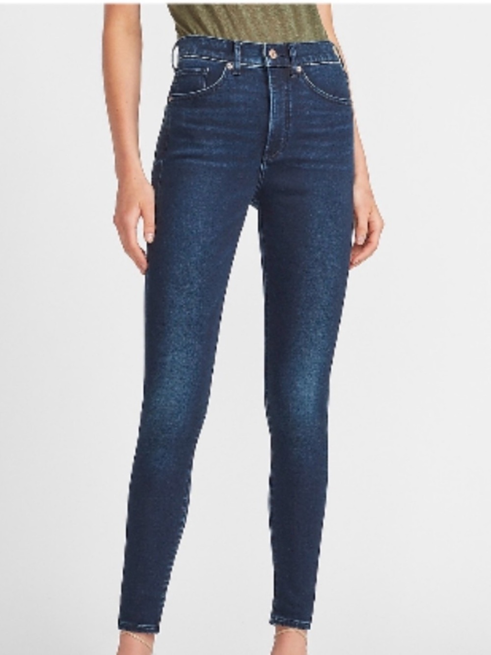 Express Mid Rise Dark Wash Skinny Jeans